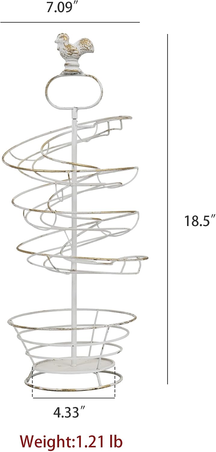 Fresh Egg Holder Countertop Vintage Metal Spiral Egg Holder with Storage Bask...