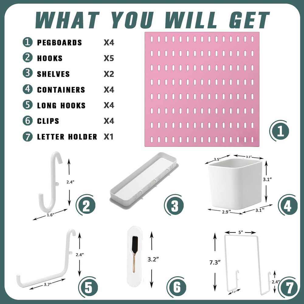 MULSAME Pegboard Combination Kit, 25.2" x 25.2" Wall Mounted Storag...