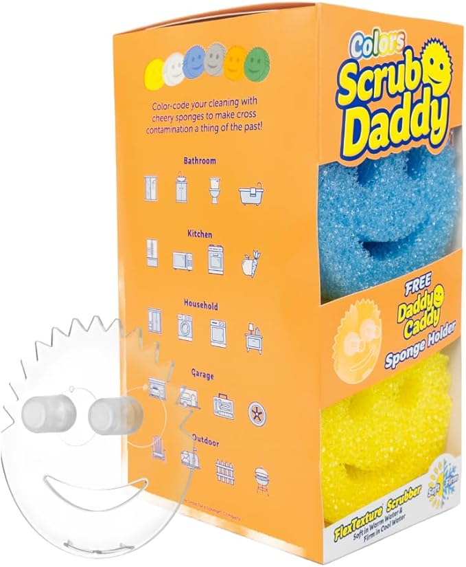Scrub Daddy 6 Kitchen Sponges & 1 Daddy Caddy Dish Sponge Holder by ScrubDaddy