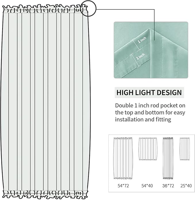 DWCN French Door Curtains – Rod Pocket Thermal Blackout Curtain - Image 3