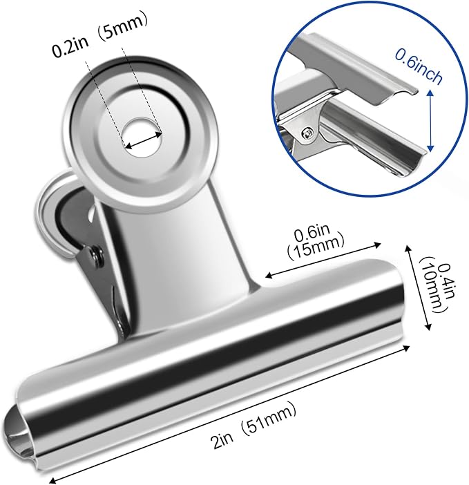 20 Pack Large Metal Hinge Clips 2 Inches Bull Hinge Paper Clips - Image 2