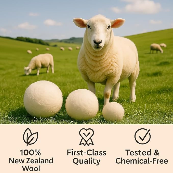 Wool Dryer Balls – 4XL Pack + 2 Essential Oils – 100% Pure New Zealand Wool – - Image 6