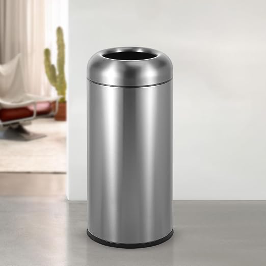BEAMNOVA 16.5 Gallon Trash Can Open Top Outdoor Indoor Commercial Stainless by BEAMNOVA