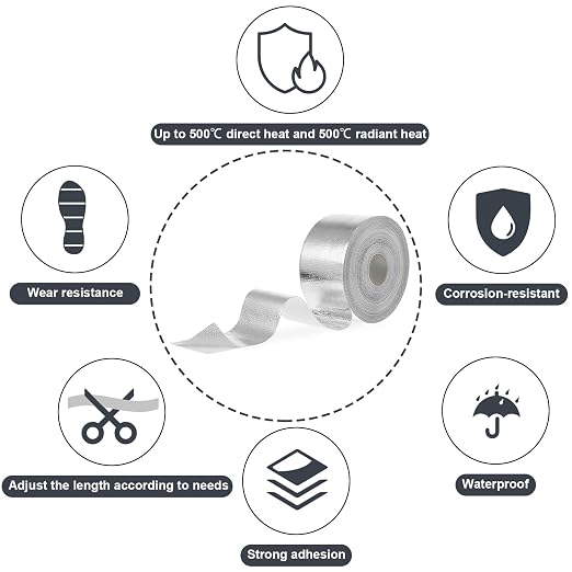 Zonon 2 Rolls Aluminum Foil Tape Heat Shield Tape Barrier Adhesive Reflective - Image 5
