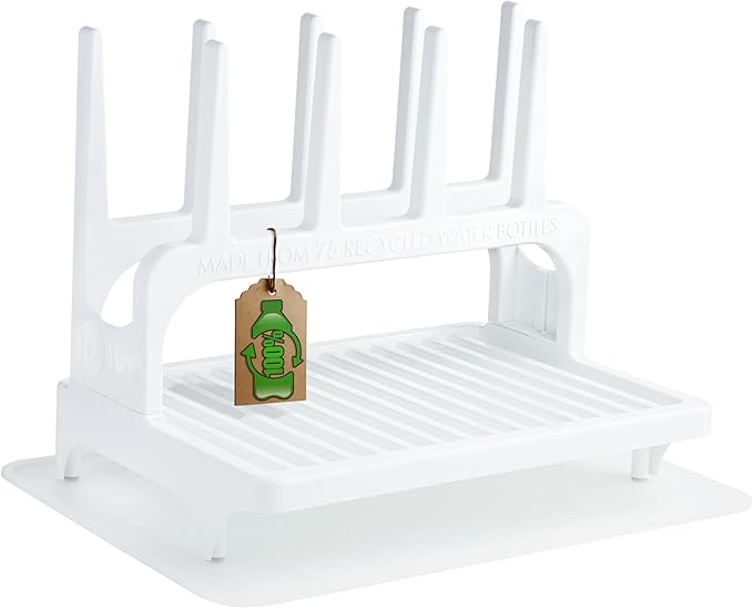 PopYum Glacier White Space Saving Drying Rack from 100% Recycled Bottles by PopYum