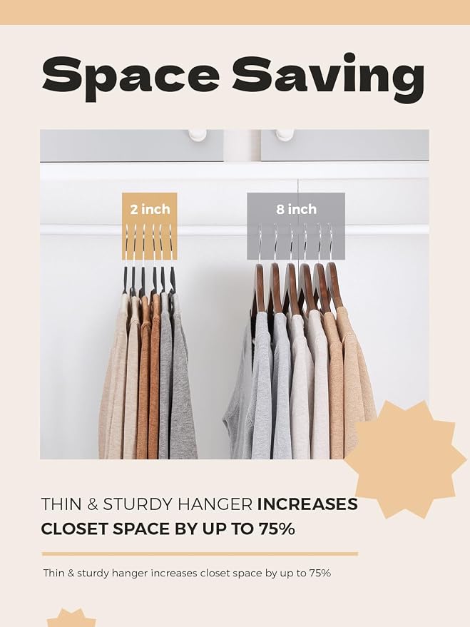 HOUSE DAY Black Plastic Hangers 50 Pack, Slim Space Saving, Non Slip Hangers - Image 4