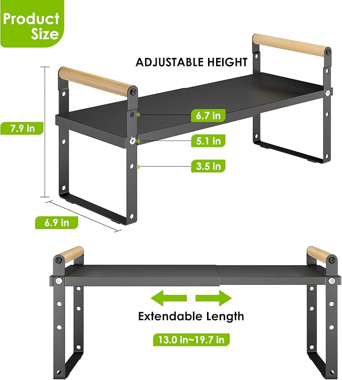 DOLALIKE Expandable kitchen Countertop Organizer, Stackable Cabinet Shelf - Image 2