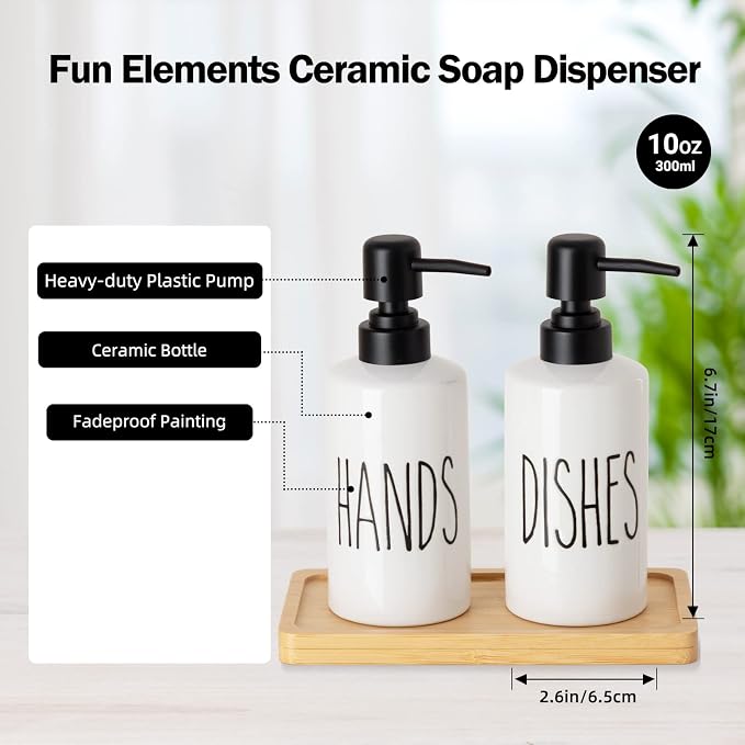 FE Hand Soap Dispenser, 10oz Ceramic Soap Dispenser - Image 2