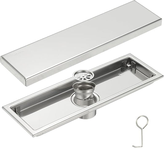 uxcell Rectangular Shower Drain, Brushed 304 Stainless Steel Odor-Proof Floor by uxcell