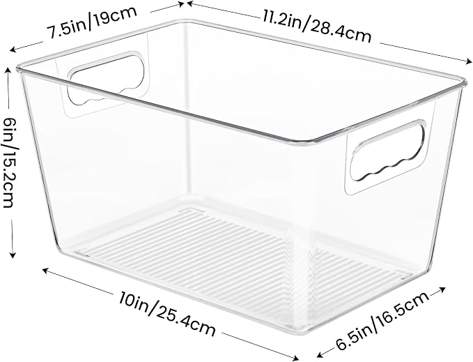 YIHONG Clear Plastic Storage Bins, 4 Pack Pantry Organizer Bins - Image 2