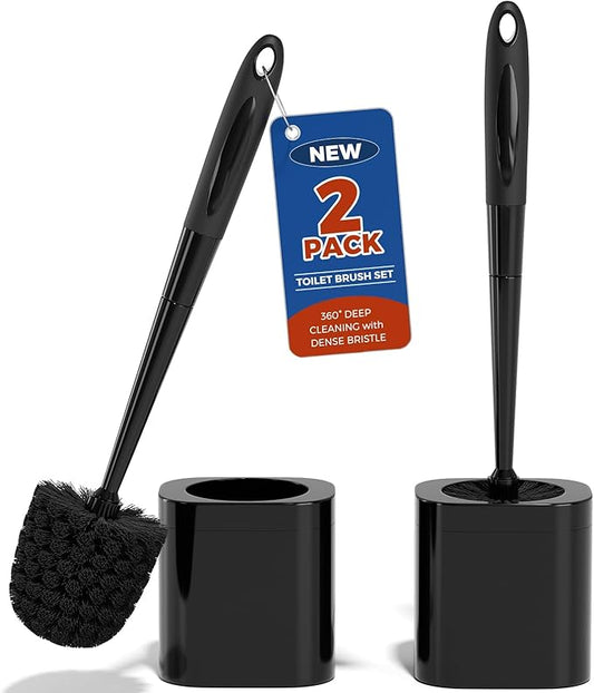 Toilet Brush, 2 Pack Toilet Brush and Holder Set Bathroom Accessories, Toilet by Holaloha