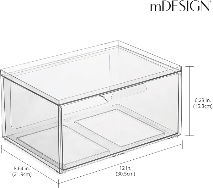 mDesign Plastic Wide Stackable Kitchen Storage Organizer Bin Containers - Image 3