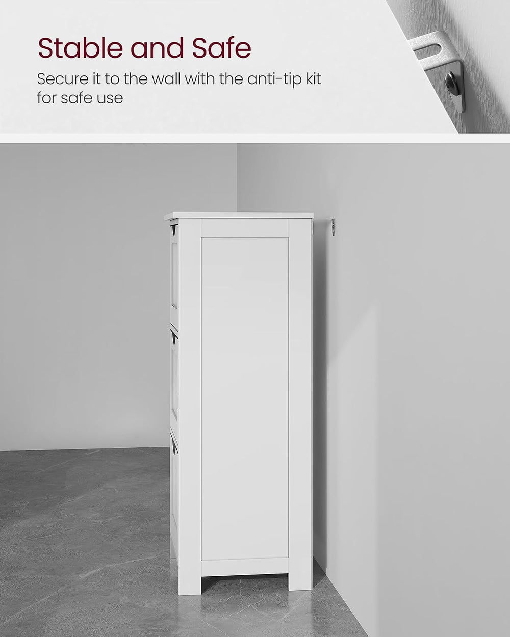 VASAGLE Floor Storage Cabinet, Freestanding Organizer with 3 Drawers