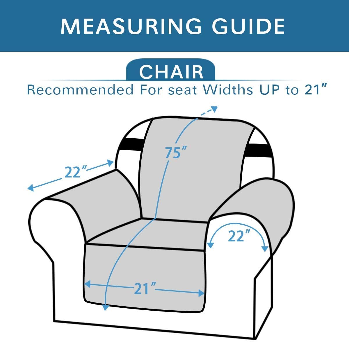 H.VERSAILTEX Chair Slipcover Reversible Chair Cover Water Resistant Couch Cover Washable Chair Cover Non-Slip Fabric Furniture Protector with Elastic Strap for Pets(Armchair, Ivory/Beige)