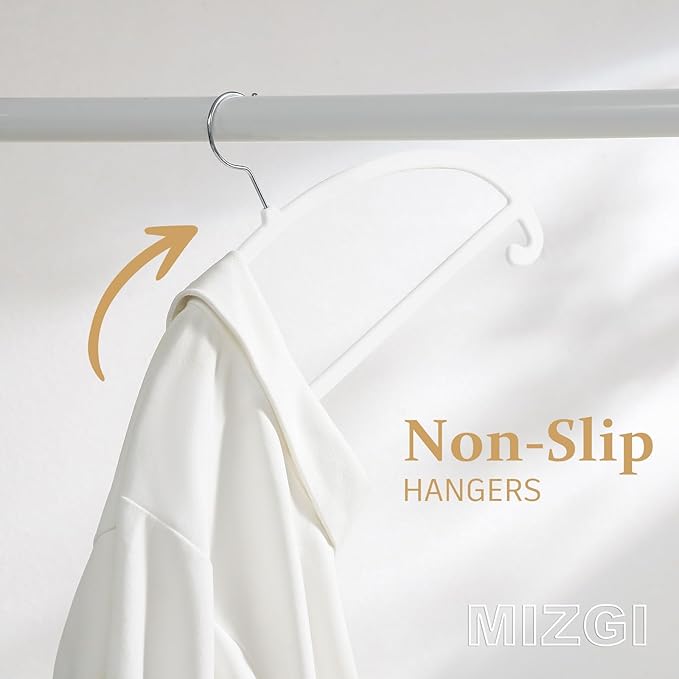 MIZGI 50 Pack White Velvet Hangers - Image 4