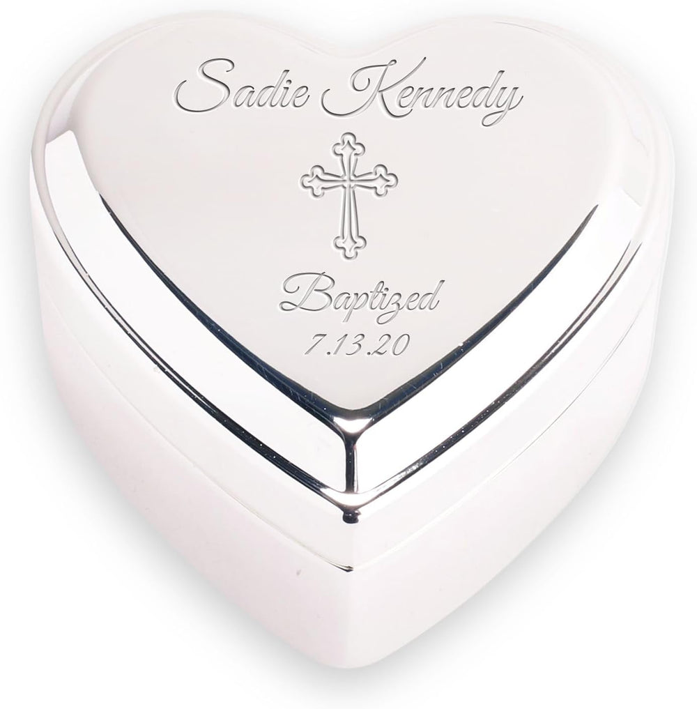 Cherished Moments Personalized Baptism Jewelry Box, Heart Keepsake