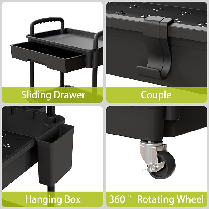 3 Tier Rolling Cart Organizer, Laundry Room Bathroom Organizers and Storage - Image 4
