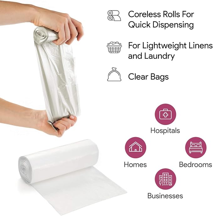 20-30 Gallon Clear Garbage Can Liners, Lightweight, 10 Microns - Image 2