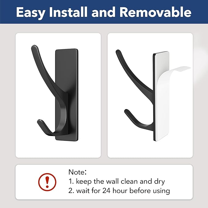 Self Adhesive Coat Hooks for Hanging: Heavy Duty Stainless Wall Hook for Towel - Image 4
