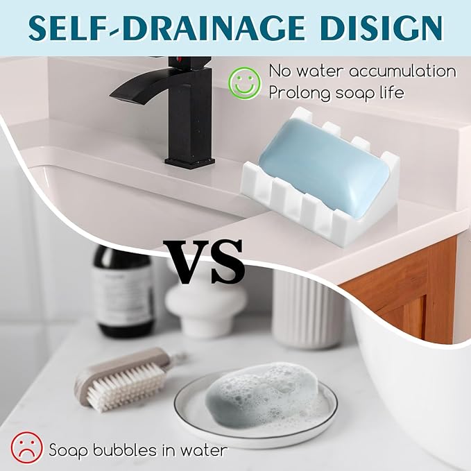 Silicone Soap Dish for Bar Soap Holder for Shower Bathroom Self Draining - Image 4