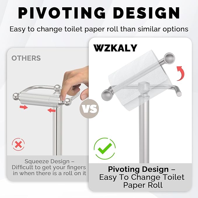 Toilet Paper Holder Stand, Brushed Nickel Toilet Paper Holder Free Standing - Image 3