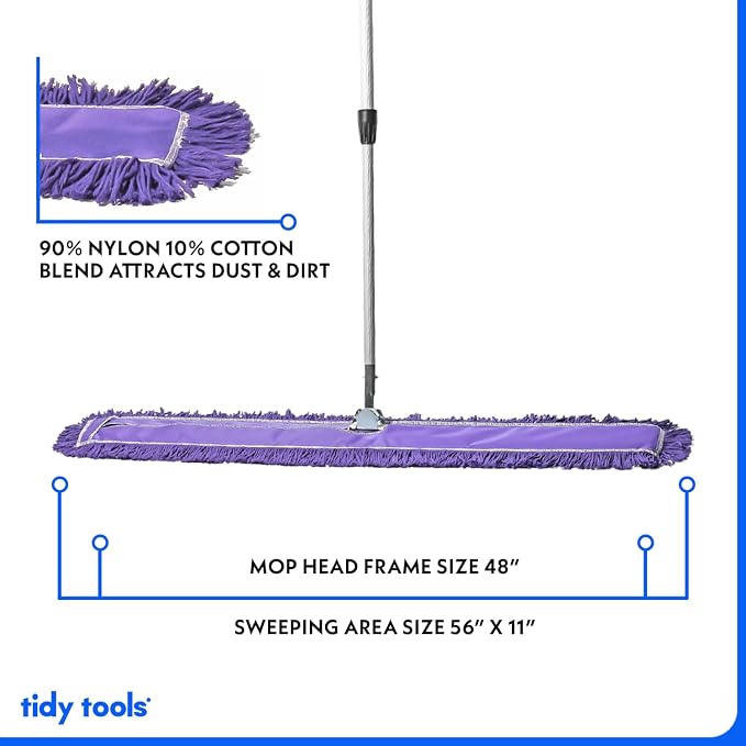 48 Inch Purple Commercial Dust Mop & Floor Sweeper - Image 3