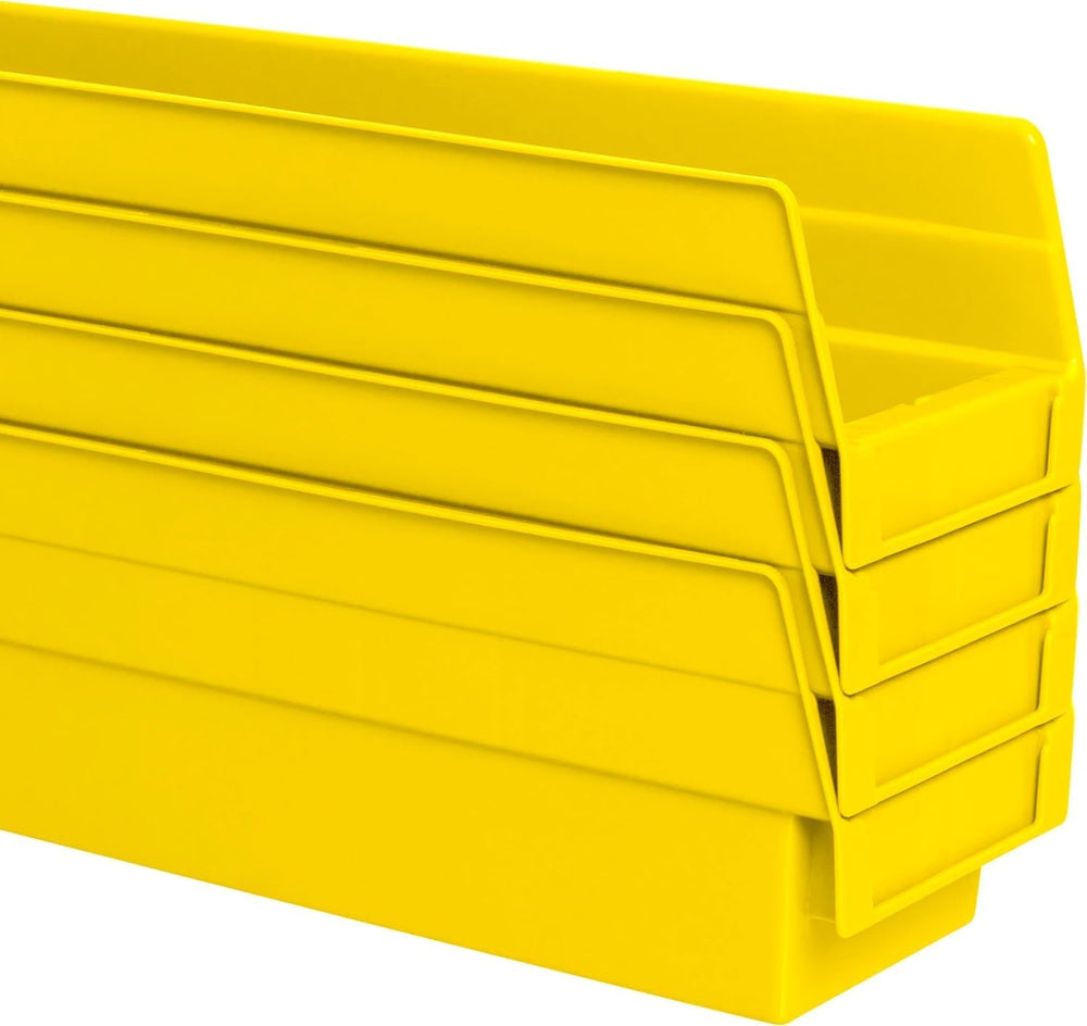 Akro-Mils 30128 Heavy Duty Plastic Shelf Bins, 18"x 4"x 4", Ye...