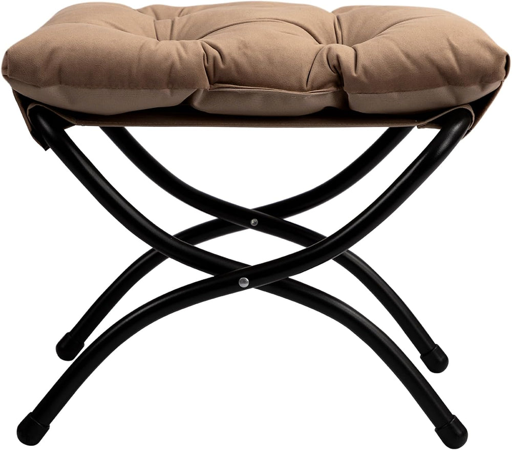 HollyHOME 15"(H) Folding Footrest Stool, Upholstered Small Foldable Otto...