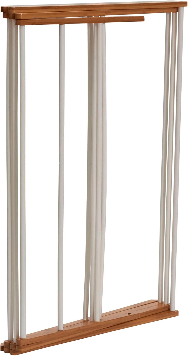 Household Essentials Bamboo Folding Clothes Drying Rack | White Finish, 11 Do...