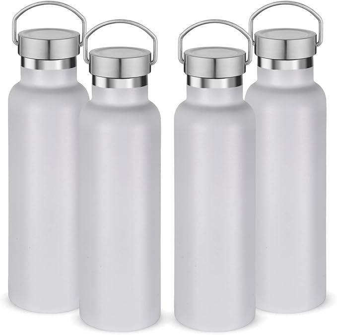 Neihepal 20 oz Insulated Water Bottles Bulk 4 Pack, Stainless Steel Double Wall by Neihepal