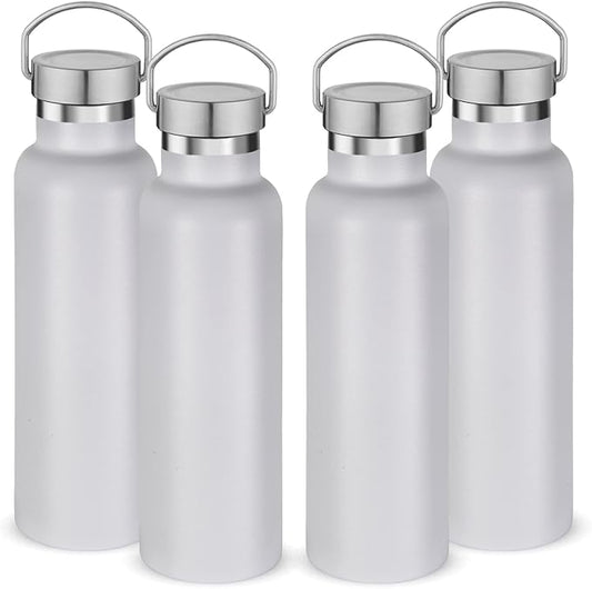Neihepal 20 oz Insulated Water Bottles Bulk 4 Pack, Stainless Steel Double Wall by Neihepal