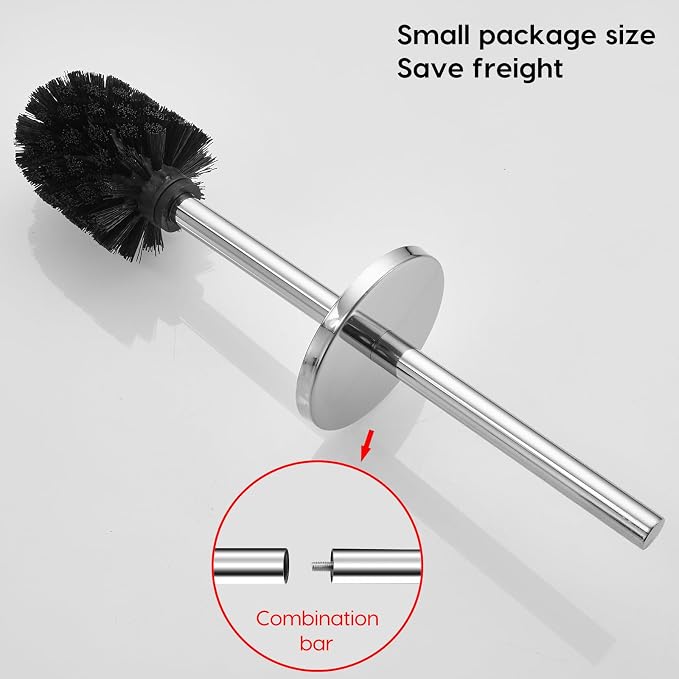 Toilet Brush and Brush Holder, Stainless Steel No-Punch Hook Base Dual Purpose - Image 9