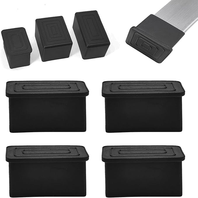4 Pcs 1" x 2" Rectangular Rubber Chair Leg Caps, PVC Table Leg Covers, Flexible by BOPOREAE