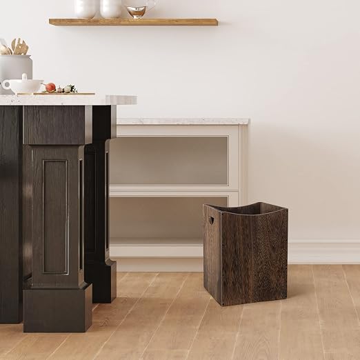 smusei Wood Trash Can 9.5 Gallon Waste Basket Bin Rustic Farmhouse Large - Image 5