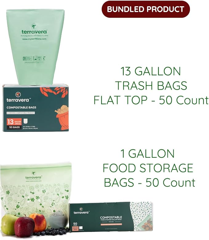 Compostable Trash Bags Flat Top | BPI & OK Home Certified ASTM D6400 Standards - Image 2