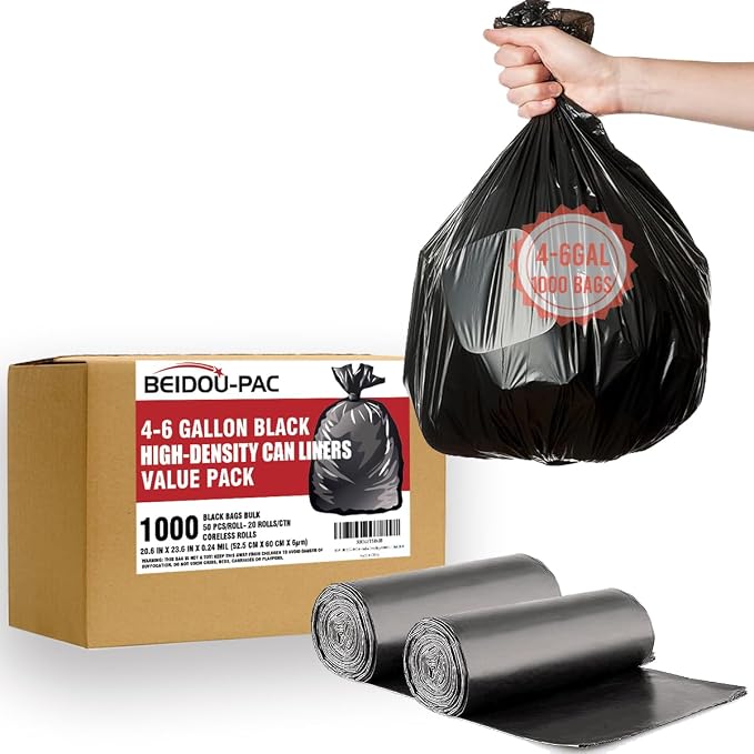 4-6 Gallon Trash Bags, Industrial, Commercial, Janitorial by BEIDOU-PAC
