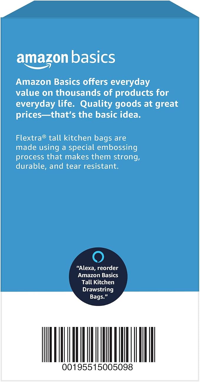 Amazon Basics Flextra Tall Kitchen Drawstring Trash Bags, 13 Gallon - Image 6