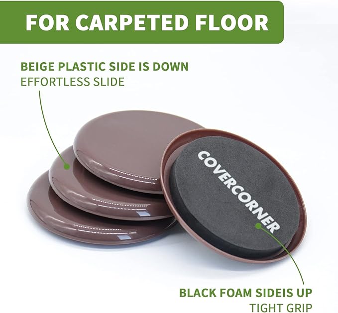 Furniture Sliders for Carpet 8 PCS - Image 3