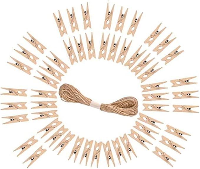 DurReus 50PCS 1.4inch Small Natural Wooden Clothespins by Unknown