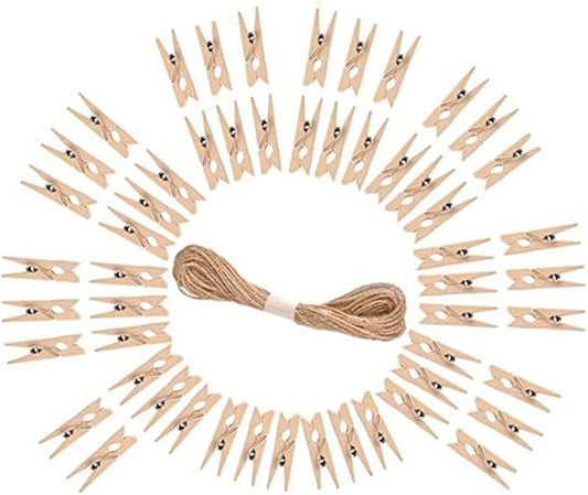 DurReus 50PCS 1.4inch Small Natural Wooden Clothespins by Unknown