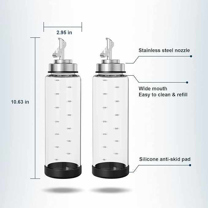 Suli Glass Olive Oil Dispenser Bottle -2 Pack17oz Oil and Vinegar Cruet Set - Image 6