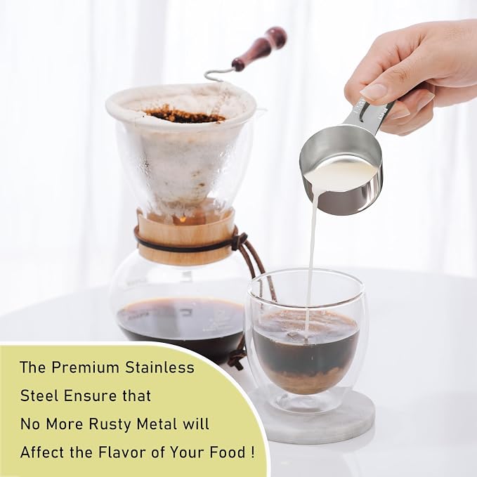 2PCS 1/2Cup Single Measuring Cup, Stainless Steel Measure Scoop, Metric and US - Image 4