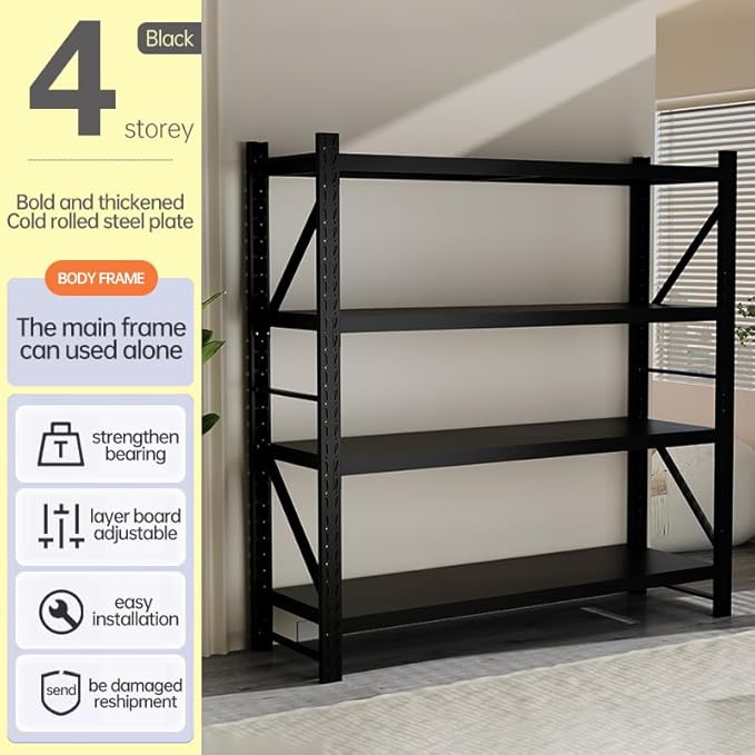 5000lbs Load Capacity, Heavy Duty 4-Tier Steel Shelving Unit, Adjustable - Image 3
