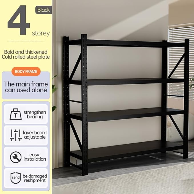 Storage Shelves Heavy Duty, Metal Garage Shelving Units, 4 Tier Storage Rack - Image 3