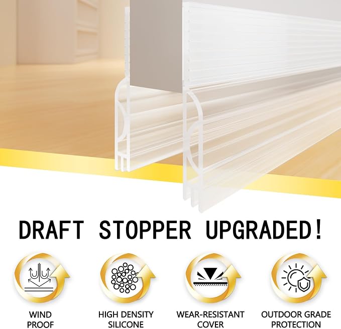 Door Draft Stopper, Door Sweep for Bottom of Door, Weather Stripping Door Seal - Image 2