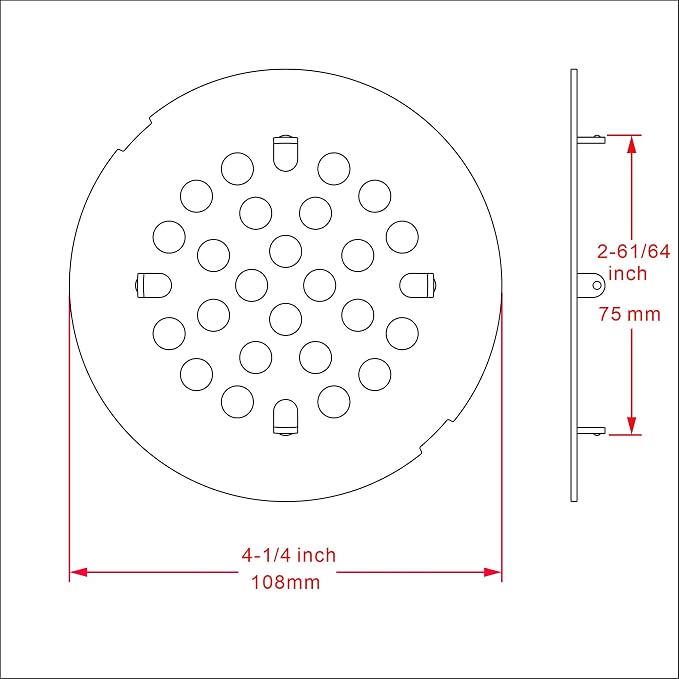 rrajj 4-1/4 Inch Round Snap-in Shower Floor Drain Cover Replacement Cover - Image 2