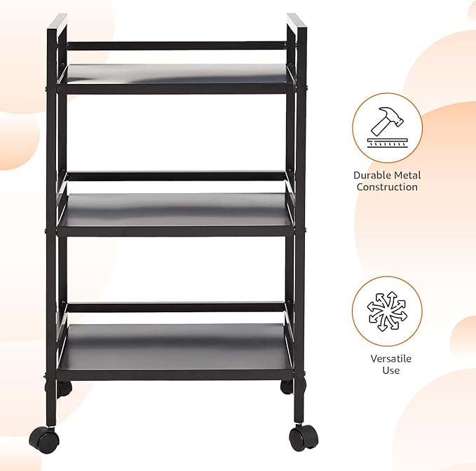 Amazon Basics 3-Tier Metal Rolling Cart - Image 2
