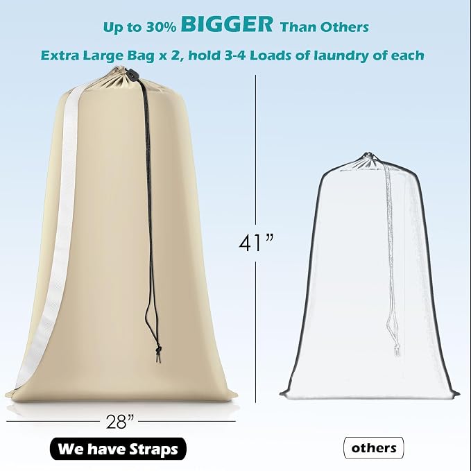 Heavy Duty Laundry Bag 2 Pack XL Nylon Laundry Bags - Image 2