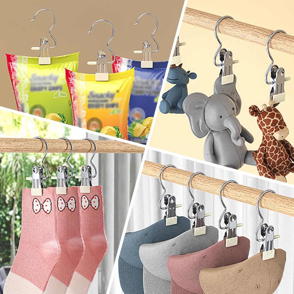 10/30/50 PCS Space-Saving Clothespin Hat Pants Storage Hanging Travel Hook, 3...