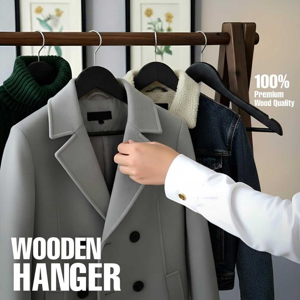 Utopia Home Wooden Hangers 90 Pack – Slim Suit Hangers Black